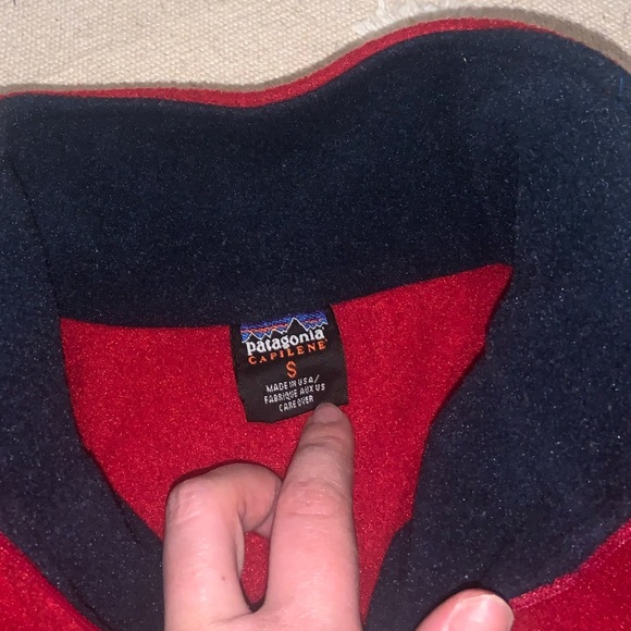 Patagonia Vintage 90s Logo Capilene fleece men’s small outdoor unisex red rare - Picture 4 of 4